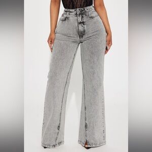 Making In Obvious Split Hem Jeans - Grey